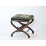 A Regency simulated rosewood 'X' frame stool, 41cm wide