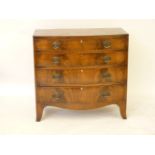 A 19th century mahogany bow front chest of four long graduated drawers, 91.5 x 48 x 88cm high