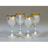 A set of four Silver Jubilee goblets, by Roberts & Belk, Ltd, London 1977, gilt interior,