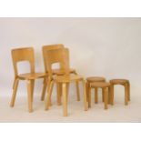 Alvar Aalto, three backed stools, and three summer stools