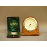 A silver cased Waltham pocket watch, and a desk thermometer