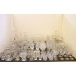 A very large quantity of 19th century and later cut and moulded glassware, to include a pair of