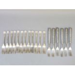 A set of twelve silver Kings pattern cake forks, and a set of six Victorian silver fruit forks