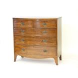 A Victorian mahogany bowfront chest of five drawers, 105cm wide