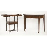 A 19th century mahogany 'D' shaped card table, and a square washstand