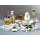 Various china, including Lladro, Limoges frames, Staffordshire figure, etc