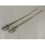 Two Victorian dress swords, one blade stamped Maynard, no scabbards