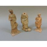 Three Greek terracotta figures, 2/3rd century BC style, tallest 24cm high