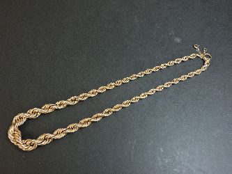 A graduated gold rope chain, with half solid bolt ring clasp, marked 9ct