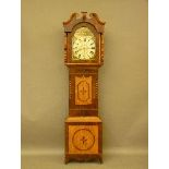 A 19th century longcase clock, oak with mahogany inlay, dial painted and signed Bowen Bradford,