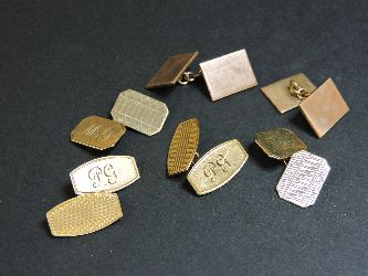 Two pairs of 9ct gold cufflinks, and a pair of gold cuffinks marked 9k