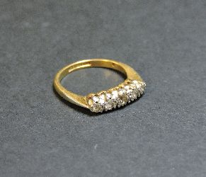 A five stone diamond ring, marked 'plat-18ct'