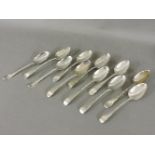 Eleven silver old English pattern tablespoons, mainly 18th century, 21cm approximately