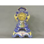 A Victorian pottery mantel clock, 37cm high