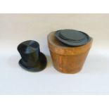 A Scott & Co black top hat, in leather box, strap missing, and a collapsible opera top hat by H