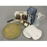 Two bottles of Old St Andrew's 'Clubhouse' scotch whisky, a wine carafe, set of six food platters,
