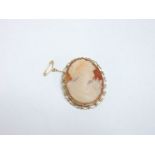 A 9ct gold shell cameo brooch