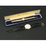 A 9ct gold ladies Rotary mechanical bracelet watch, and a gentleman's Montine gold plated