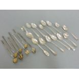 Twelve Georgian silver teaspoons, a Victorian silver teaspoon, a Chinese silver teaspoon, and