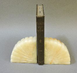 A pair of Art Deco alabaster bookends, 14cm high