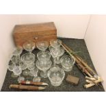 Miscellaneous items, to include silver cuffed riding crops, mahogany tea caddy, lace, Masonic items,