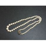 A single row graduated cultured pearl necklace, with an Austro Hungarian clasp