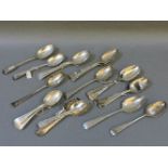 A collection of silver and English silver tablespoons, 44oz approximately