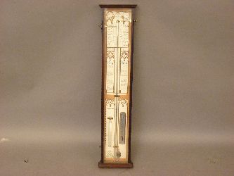 A reproduction Victorian style stick barometer, in mahogany case