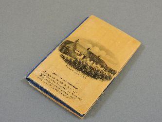 A mauchline ware needle case, circa 1910, marked Burns' Cottage