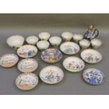 A quantity of various 19th century hand painted Chinese famille rose wares, including tea bowls