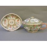 A 19th century Chinese famille rose covered pot, and a dish
