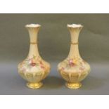 A pair of Edward VII Royal Worcester vases, one with chip to rim