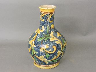 An Italian majolica vase, in the 16th century style but later, 28.5cm high
