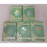 Five volumes of Familiar Wild Flowers, by F E Hulme, illustrated with colour plates, and an