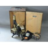 A late 19th/early 20th century microscope, by J Swift & Son, London, cased