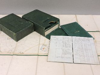 Two folders of maps, of St Crosse and St James, Suffolk, and rent charge books