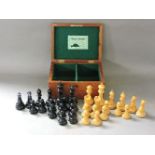 A Staunton chess set, boxed