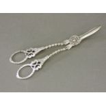 A pair of silver grape scissors, by Hilliard & Thomason, Birmingham 1896