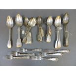 A collection of silver forks, dessert and table spoons, 51oz approximately