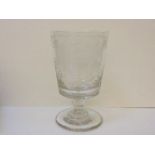 A large Sunderland glass rummer, etched and engraved with ships under Sunderland Bridge, the