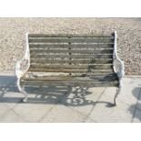 A reproduction aluminium and slatted garden bench