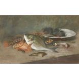 Victor Emmanuel Gersollen (French, 1859-1897)A STILL LIFE OF SEAFOODSigned u.l., pastel35 x 53cm