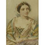 John William Wright, OWS (1802-1848)PORTRAIT OF ELEANOR OF CASTILE, HALF LENGTH, IN ORIENTAL