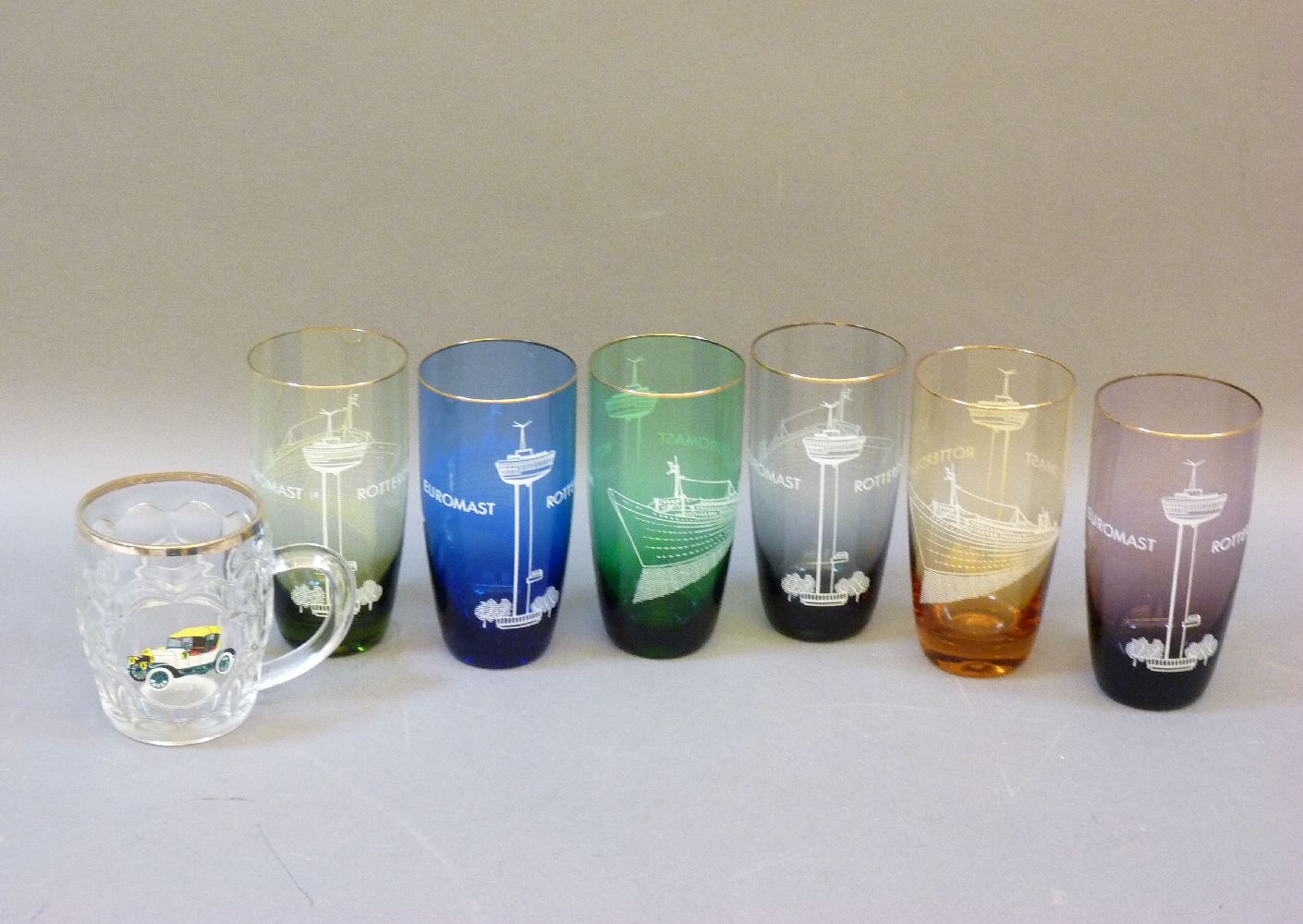 Assorted glassware, including a large cut glass bowl, glasses with classic car designs, etc - Image 2 of 2