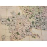 A map of the County of Hertford, by A Bryant, folding map and linen backed, 1822, 133 x 161cm, in