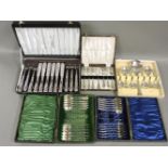 Various cased sets of silver plated cutlery