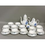 A Rosenthal coffee/teaset, comprising twelve cups and saucers, a coffee pot, a teapot, and a cream