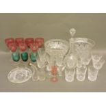 A large quantity of assorted drinking glasses, bowls, decanters, etc