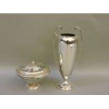 A silver two handled vase, by John Round & Son, Sheffield 1913, 22cm high, 8.3oz, and a pot pourri