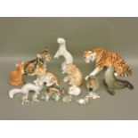 A collection of Lomonsov porcelain animals